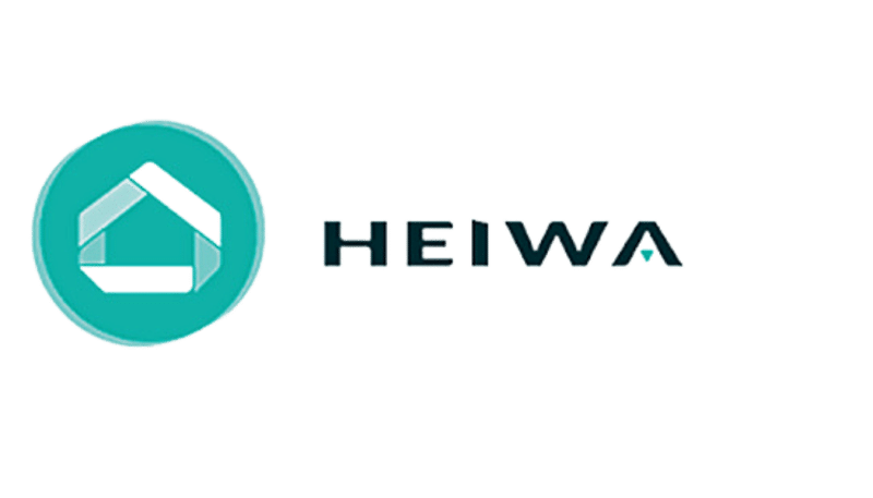 Logo Heiwa : Expert en Pompes à Chaleur et Climatisation Logo HEIWA : icône de maison stylisée dans un cercle turquoise et typographie noire moderne.