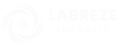 Logo Labreze Energies avec vortex entourant un flocon et une flamme, symbolisant chauffage et climatisation.
